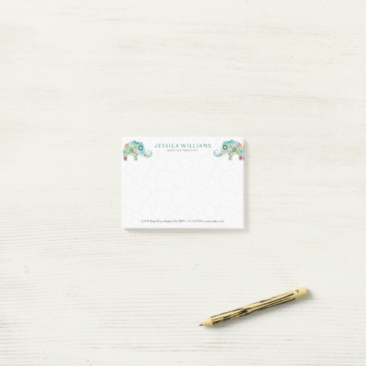 Leuke kleurrijke bloemen olifanten post-it® notes (Op bureau)