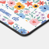 Leuke Kleurrijke Bloemen Patroon Aangepaste Naam E Bureaumat (Hoek)