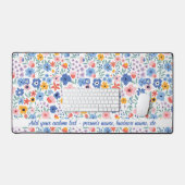 Leuke Kleurrijke Bloemen Patroon Aangepaste Naam E Bureaumat (Keyboard & Muis)