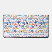 Leuke Kleurrijke Bloemen Patroon Aangepaste Naam E Bureaumat (Voorkant)