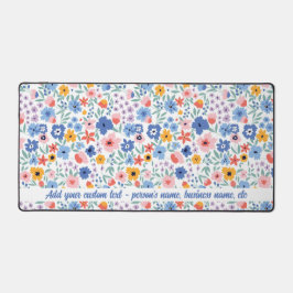 Leuke Kleurrijke Bloemen Patroon Aangepaste Naam E Bureaumat