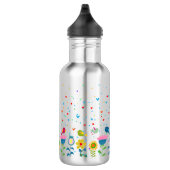 Leuke kleurrijke bloemen & vogels ontwerp waterfles  (Rechts)