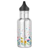 Leuke kleurrijke bloemen & vogels ontwerp waterfles  (Links)