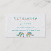 Leuke kleurrijke bloemenolifant illustratie 2 visitekaartje (Achterkant)