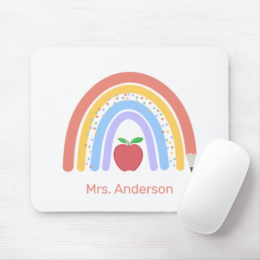 Leuke Kleurrijke Boho Rainbow Teacher Muismat (Met muis)