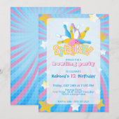 Leuke & kleurrijke Bowling Party Uitnodiging (Voorkant / Achterkant)