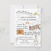 Leuke, kleurrijke bruiloft uitnodiging ontwerp. (Voorkant)