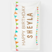 Leuke kleurrijke Bunting Flags Gelukkige Verjaarda Spandoek (Verticaal)