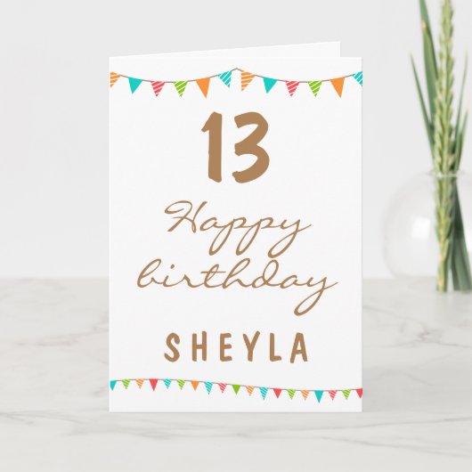 Leuke kleurrijke Bunting Flags Kids Verjaardagsfee Kaart (Voorkant)