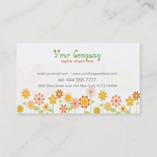 Leuke kleurrijke Cartoon bloemen Visitekaartje (Achterkant)