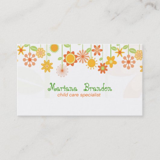 Leuke kleurrijke Cartoon bloemen Visitekaartje (Voorkant)