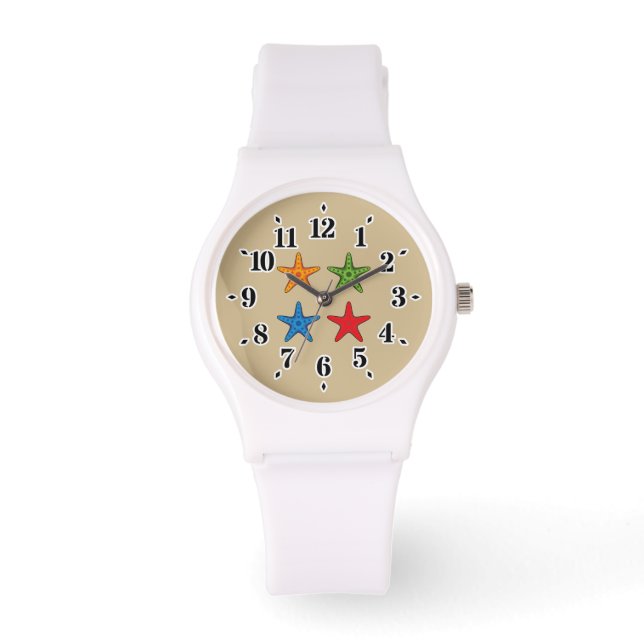Leuke kleurrijke Cartoon zeesterren set Horloge (Voorkant)