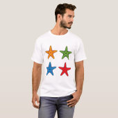 Leuke kleurrijke Cartoon zeesterren set T-shirt (Voorkant volledig)
