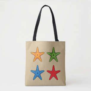 Leuke kleurrijke Cartoon zeesterren set Tote Bag