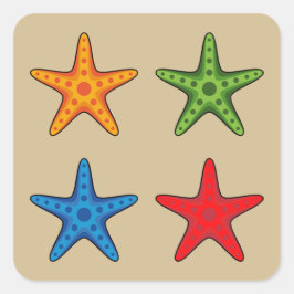 Leuke kleurrijke Cartoon zeesterren set Vierkante Sticker