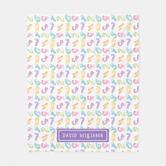 Leuke Kleurrijke Cijfers Patroon Kinderen Naam Fleece Deken (Voorkant)