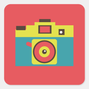 Leuke kleurrijke CMYK Lomo Camera Fotograaf Vierkante Sticker