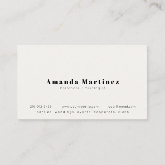 Leuke Kleurrijke Cocktails Bartender Mixoloog Visitekaartje (Achterkant)