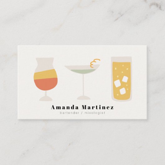 Leuke Kleurrijke Cocktails Bartender Mixoloog Visitekaartje (Voorkant)