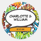 Leuke kleurrijke Comic Book Speech Bubble Ronde Sticker (Voorkant)