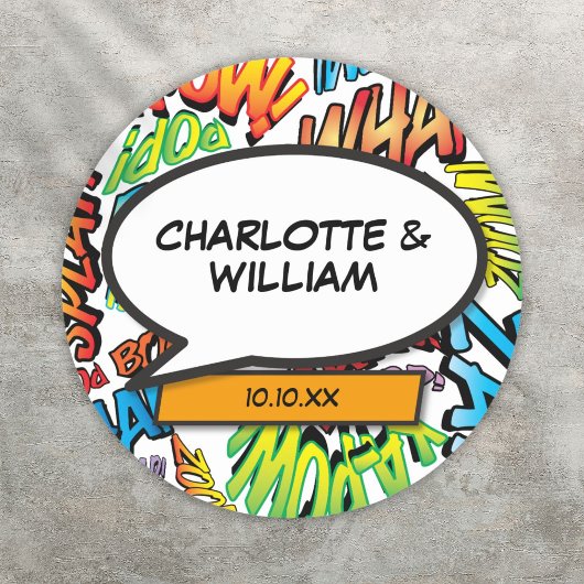 Leuke kleurrijke Comic Book Speech Bubble Ronde Sticker