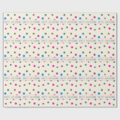 Leuke kleurrijke Confetti "Merry Christmas" Stripe Cadeaupapier (Vlak)