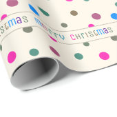 Leuke kleurrijke Confetti "Merry Christmas" Stripe Cadeaupapier (Rol Hoek)