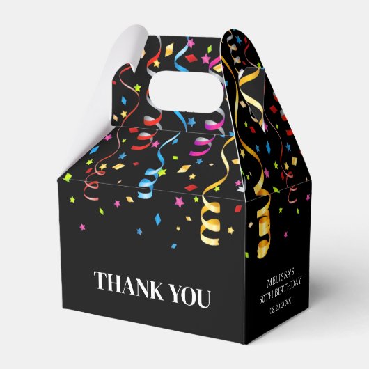Leuke kleurrijke Confetti Ribbon Verjaardag Dank u Bedankdoosjes (Voorkant Zijde)