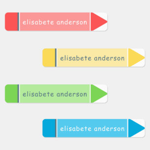 Leuke Kleurrijke Crayon Custom Name Labels Waterdi