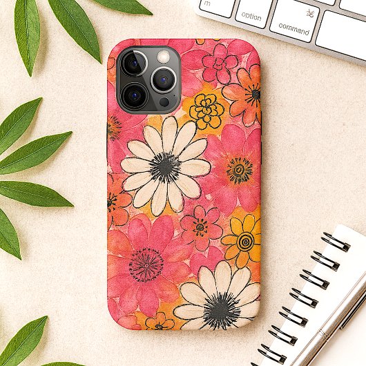 Leuke kleurrijke Delicate Waterverf Flowers Case-Mate iPhone Case