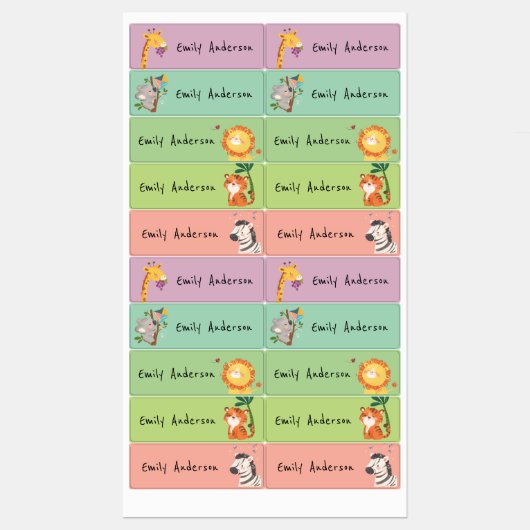 Leuke kleurrijke dierentuin Dieren School kinderop Labels (Vel)