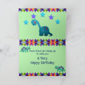 Leuke kleurrijke Dino verjaardag Kaart (Binnen)