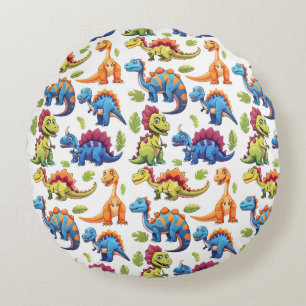 Leuke Kleurrijke Dinosaur Thema Dino-Mite Rond Kussen