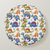 Leuke Kleurrijke Dinosaur Thema Dino-Mite Rond Kussen (Achterkant)