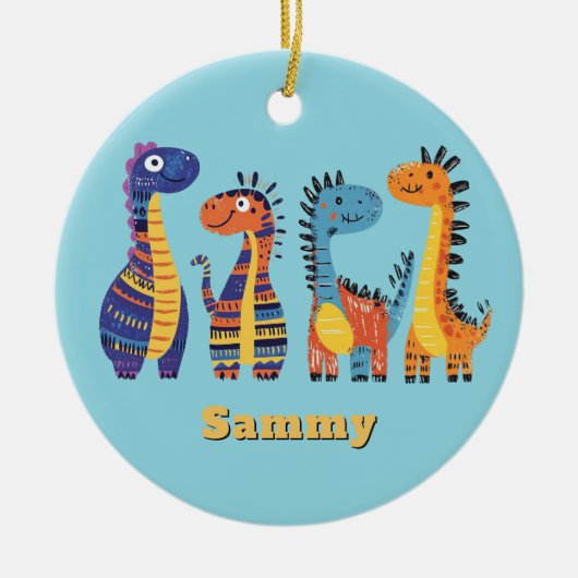 Leuke Kleurrijke Dinosauriërs Ontwerp Ornament (Voorkant)