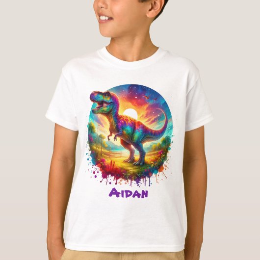 Leuke kleurrijke dinosaurus t-shirt (Voorkant)