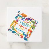 Leuke kleurrijke dinosaurus thema dino-mite bedankjes labels (In situ)