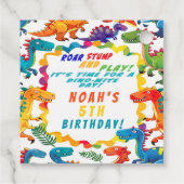 Leuke kleurrijke dinosaurus thema dino-mite bedankjes labels (Achterkant)