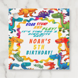 Leuke kleurrijke dinosaurus thema dino-mite bedankjes labels