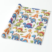 Leuke kleurrijke dinosaurus thema dino-mite cadeaupapier (Uitgerold)