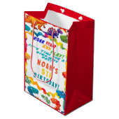 Leuke kleurrijke dinosaurus thema dino-mite medium cadeauzakje (Voorkant Gekanteld)