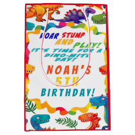 Leuke kleurrijke dinosaurus thema dino-mite medium cadeauzakje