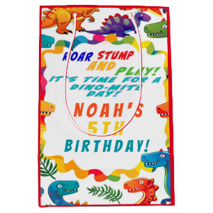 Leuke kleurrijke dinosaurus thema dino-mite medium cadeauzakje