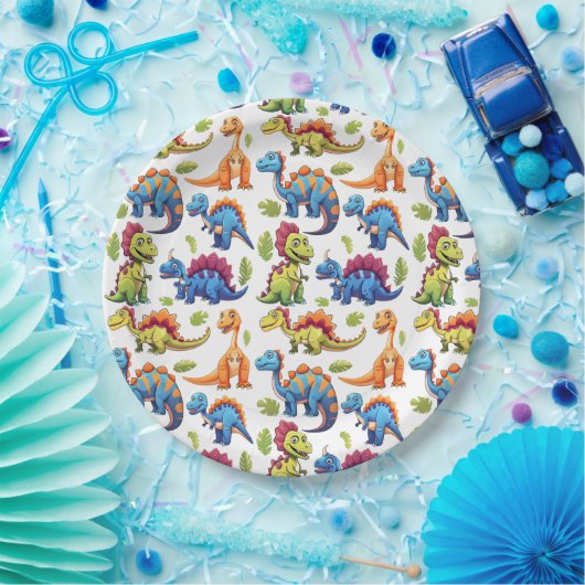 Leuke kleurrijke dinosaurus thema dino-mite papieren bordje (Feest)