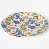 Leuke kleurrijke dinosaurus thema dino-mite papieren bordje (Gekanteld)