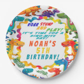 Leuke kleurrijke dinosaurus thema dino-mite papieren bordje (Voorkant)