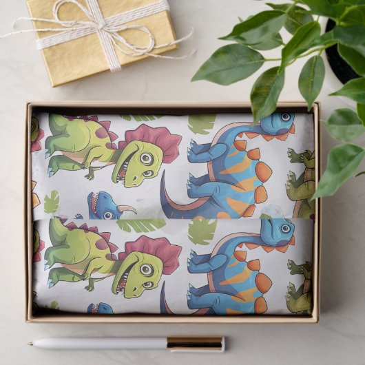 Leuke kleurrijke dinosaurus thema dino-mite tissuepapier (Geschenk)