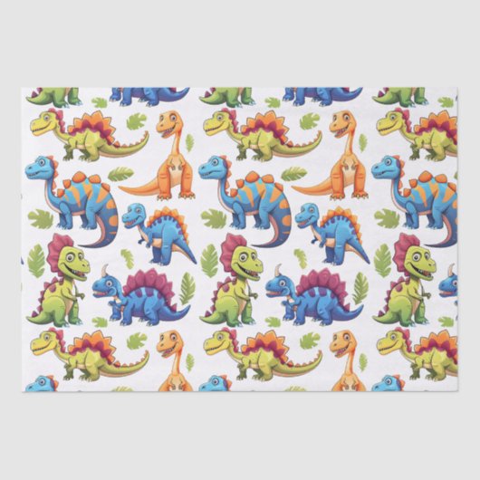 Leuke kleurrijke dinosaurus thema dino-mite tissuepapier (Voorkant)