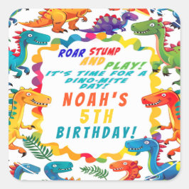 Leuke kleurrijke dinosaurus thema dino-mite vierkante sticker