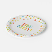 Leuke Kleurrijke Dinosaurus Voetafdrukken Verjaard Papieren Bordje (Gekanteld)